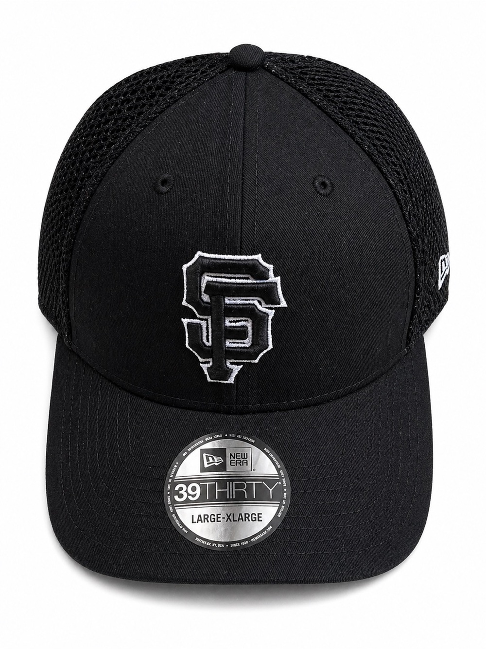 New Era SF Giants 39THIRTY Hat L/XL Black Stretch Fit MLB Mesh Cap